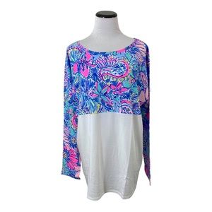 Lilly Pulitzer Finn Top Pop Up Got Your Back Long Sleeve Floral Sz XL